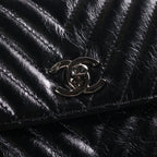 Chanel Chevron Coco Handle 24 2-Way Mini Shoulder Bag Black Shiny Calfskin — view 7