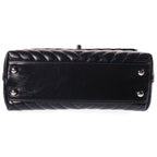 Chanel Chevron Coco Handle 24 2-Way Mini Shoulder Bag Black Shiny Calfskin — view 4