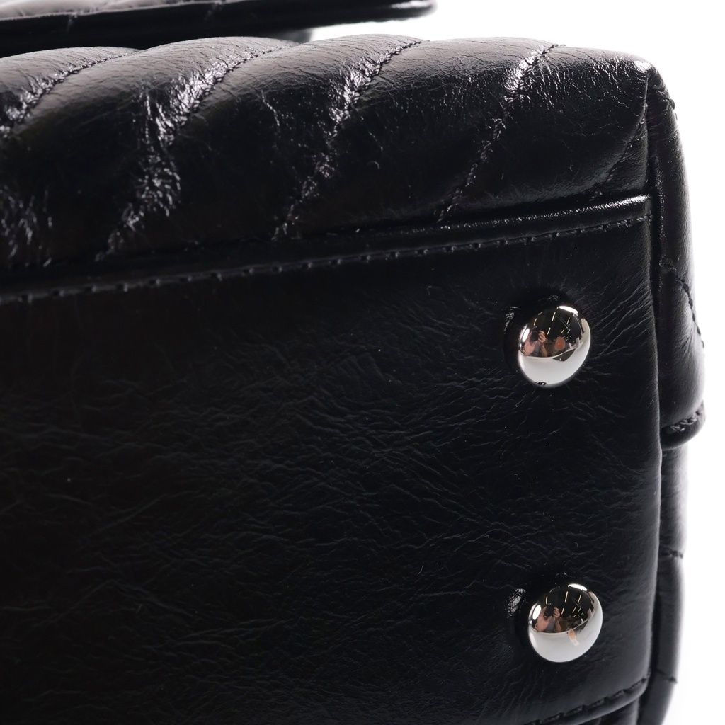 Chanel Chevron Coco Handle 24 2-Way Mini Shoulder Bag Black Shiny Calfskin — view 6