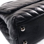 Chanel Chevron Coco Handle 24 2-Way Mini Shoulder Bag Black Shiny Calfskin — view 5