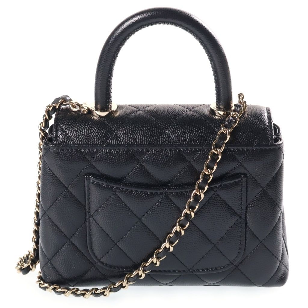 Chanel Coco Handle Mini 2-Way Chain Shoulder Bag Black Caviar Leather Gold — view 2