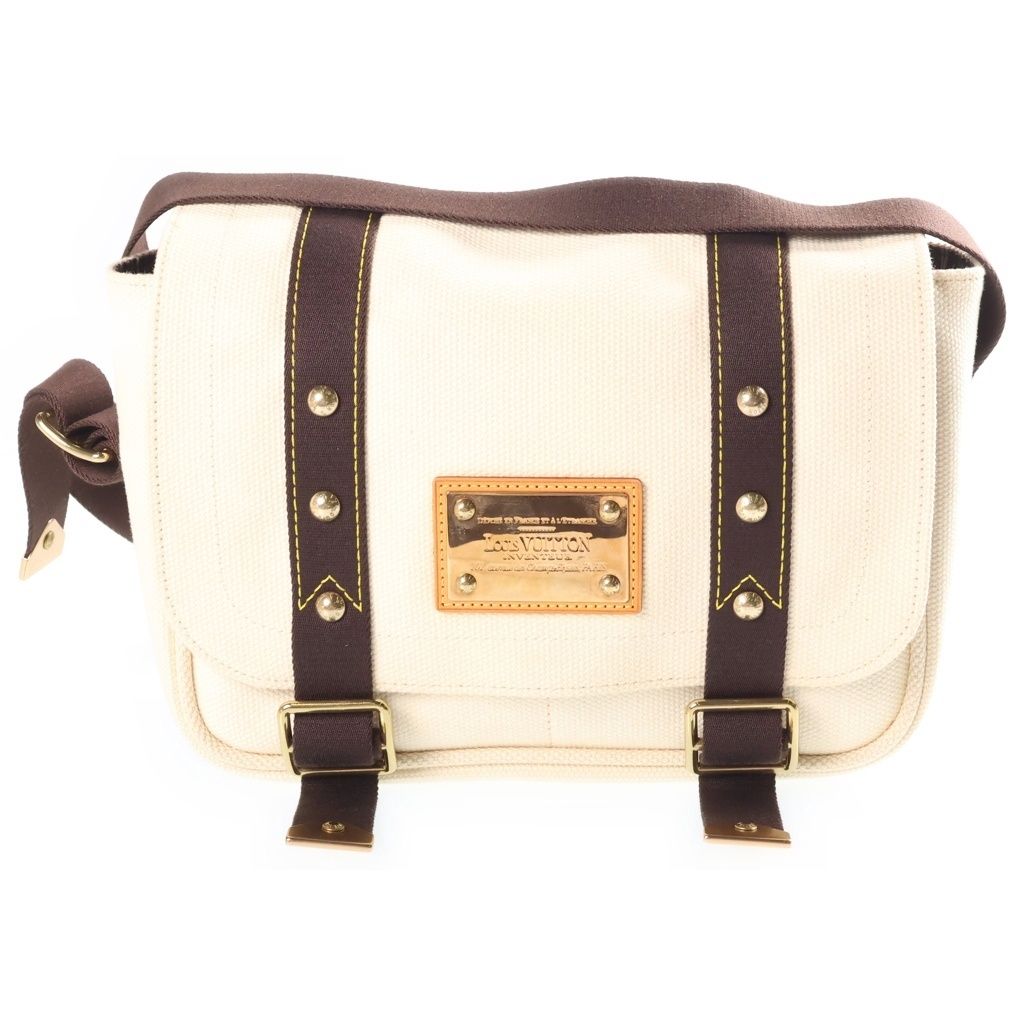 Louis Vuitton Antigua Besace PM Shoulder Bag Canvas Ecru Ivory Dark Brown