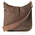 Hermes Evelyne GM Taurillon Clemence Shoulder Bag Greige Leather Etoupe Gold — view 2