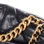 Chanel 19 Chain Shoulder Bag Black Lambskin Plate Gold Silver — view 7