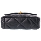 Chanel 19 Chain Shoulder Bag Black Lambskin Plate Gold Silver — view 4