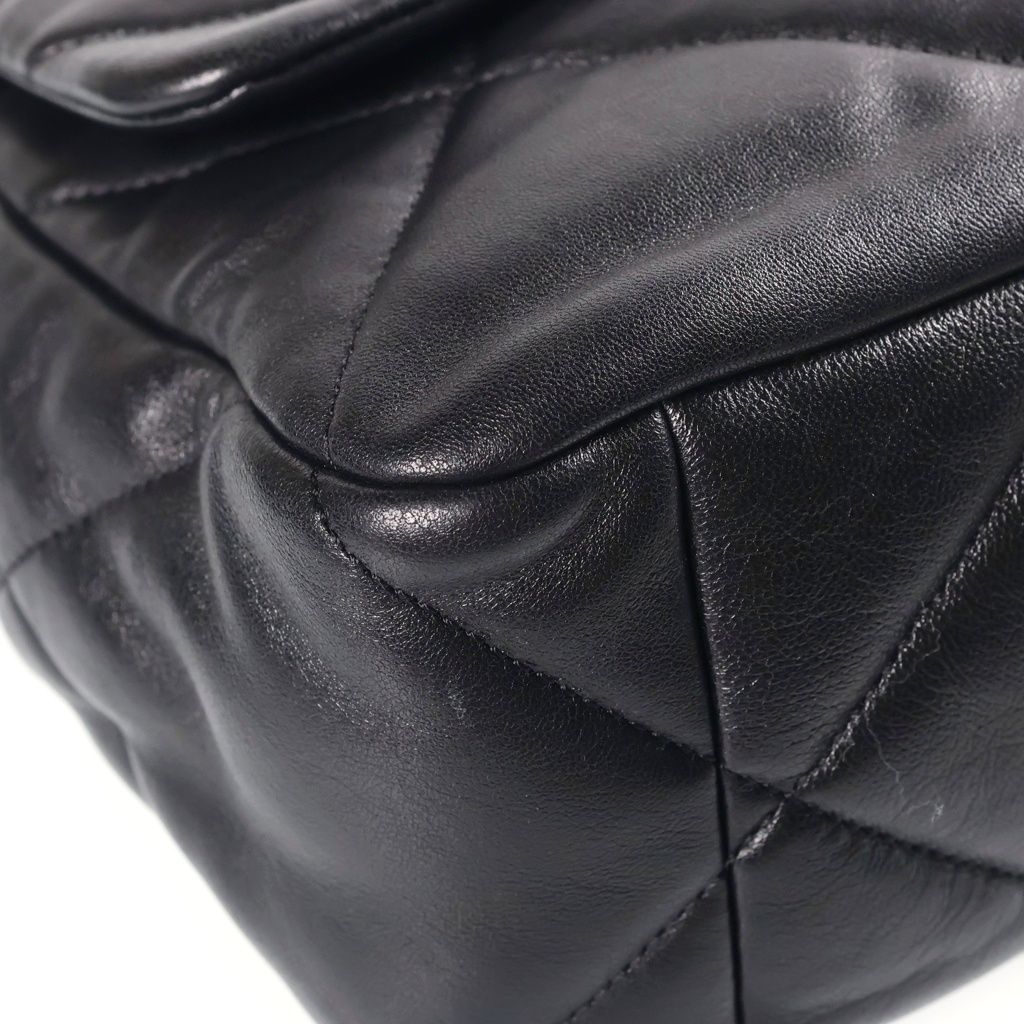 Chanel 19 Chain Shoulder Bag Black Lambskin Plate Gold Silver — view 5