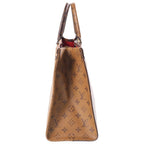 Louis Vuitton Monogram Reverse On The Go MM Tote Bag Brown Leather Gold — view 3