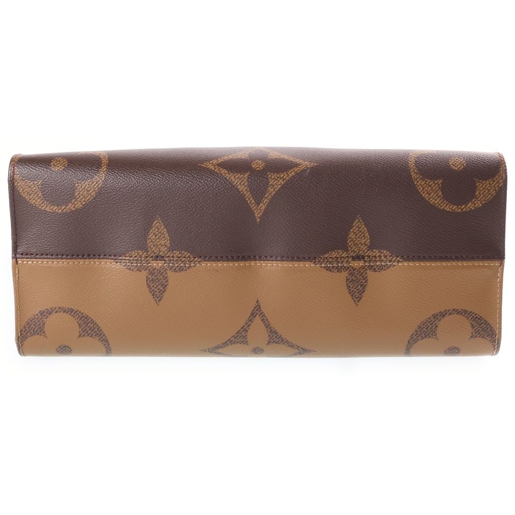 Louis Vuitton Monogram Reverse On The Go MM Tote Bag Brown Leather Gold — view 4