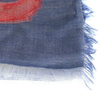 Chanel CC&camellia Logo Scarf CC Large Shawl Fringe Cashmere Silk Blue — view 4