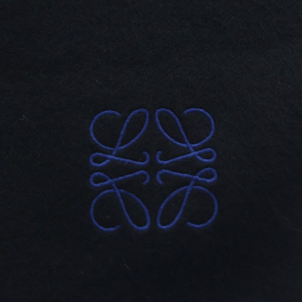 Loewe Anagram Wool Cashmere Two-tone Scarf Black Navy — view 3