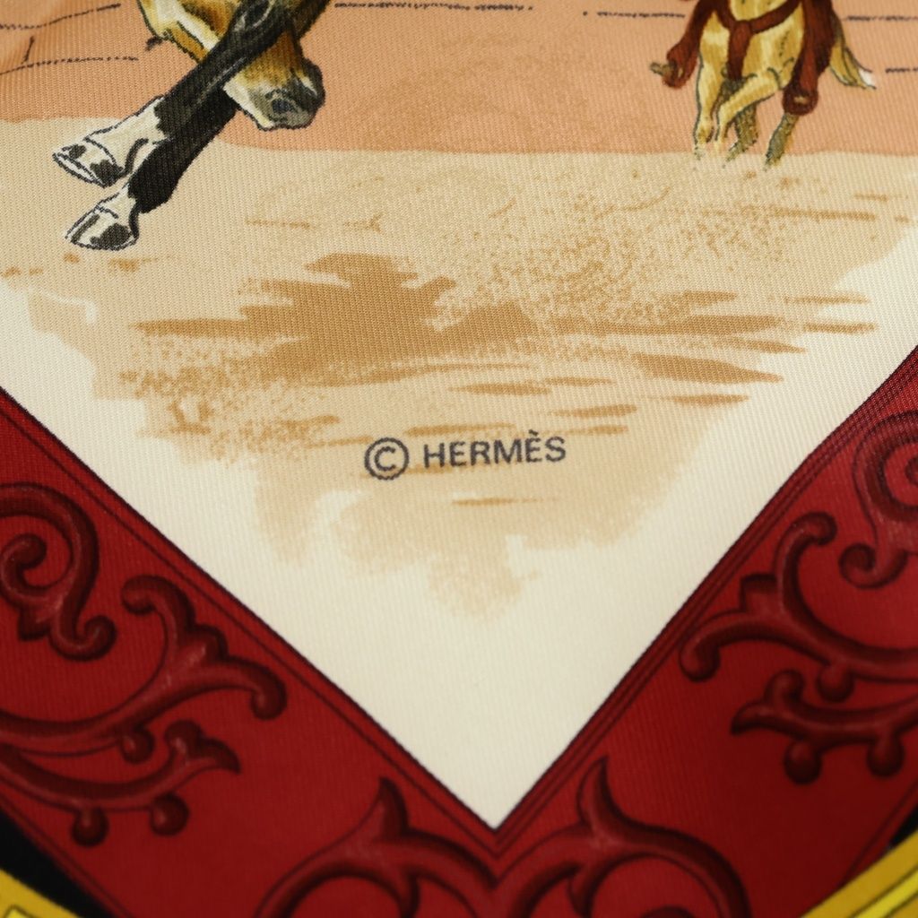 Hermes Carre 90 Chaleada Motif Silk Scarf Shawl Beige — view 6