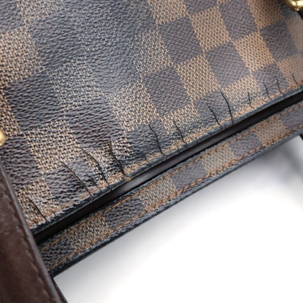 Louis Vuitton Damier Ebene Chelsea Tote Bag Brown Leather Gold — view 7