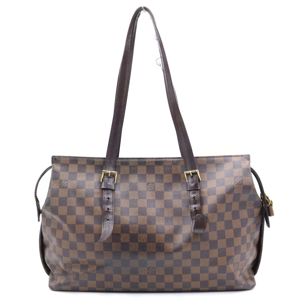 Louis Vuitton Damier Ebene Chelsea Tote Bag Brown Leather Gold — view 2
