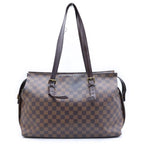 Louis Vuitton Damier Ebene Chelsea Tote Bag Brown Leather Gold