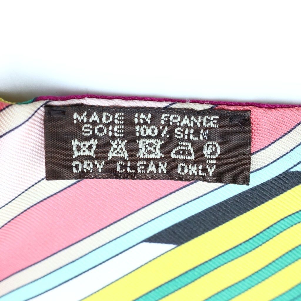 Hermes Twilly Zigzag Sangles Silk Scarf Multicolor Fuchsia Vert Jaune — view 5