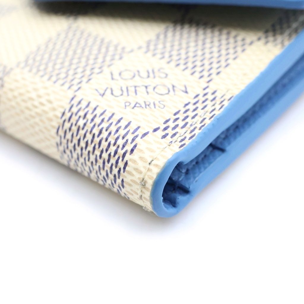 Louis Vuitton Damier Azur Portefeuille Zoe Compact Wallet White Light Blue — view 4