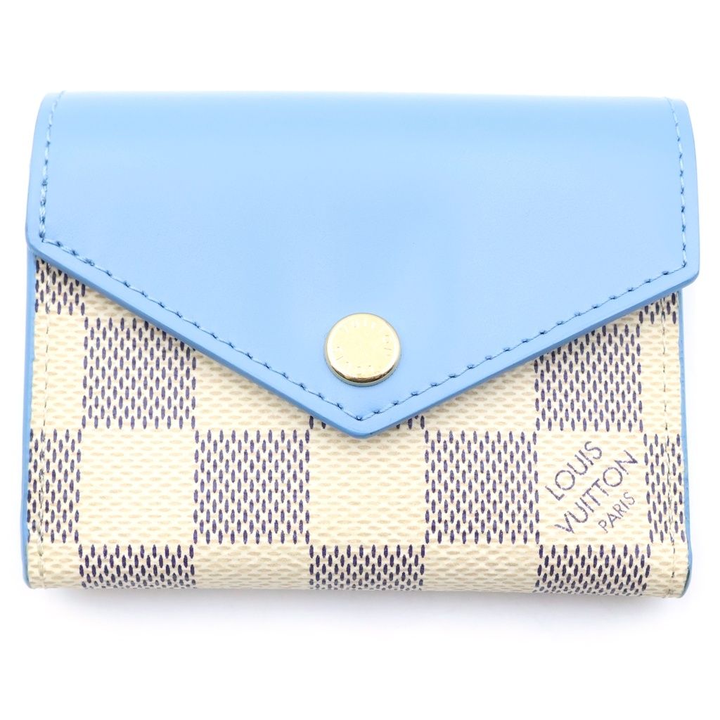 Louis Vuitton Damier Azur Portefeuille Zoe Compact Wallet White Light Blue