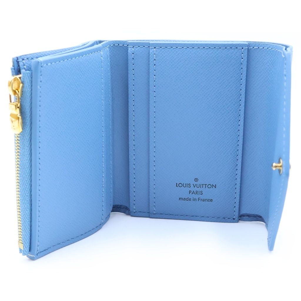 Louis Vuitton Damier Azur Portefeuille Zoe Compact Wallet White Light Blue — view 5
