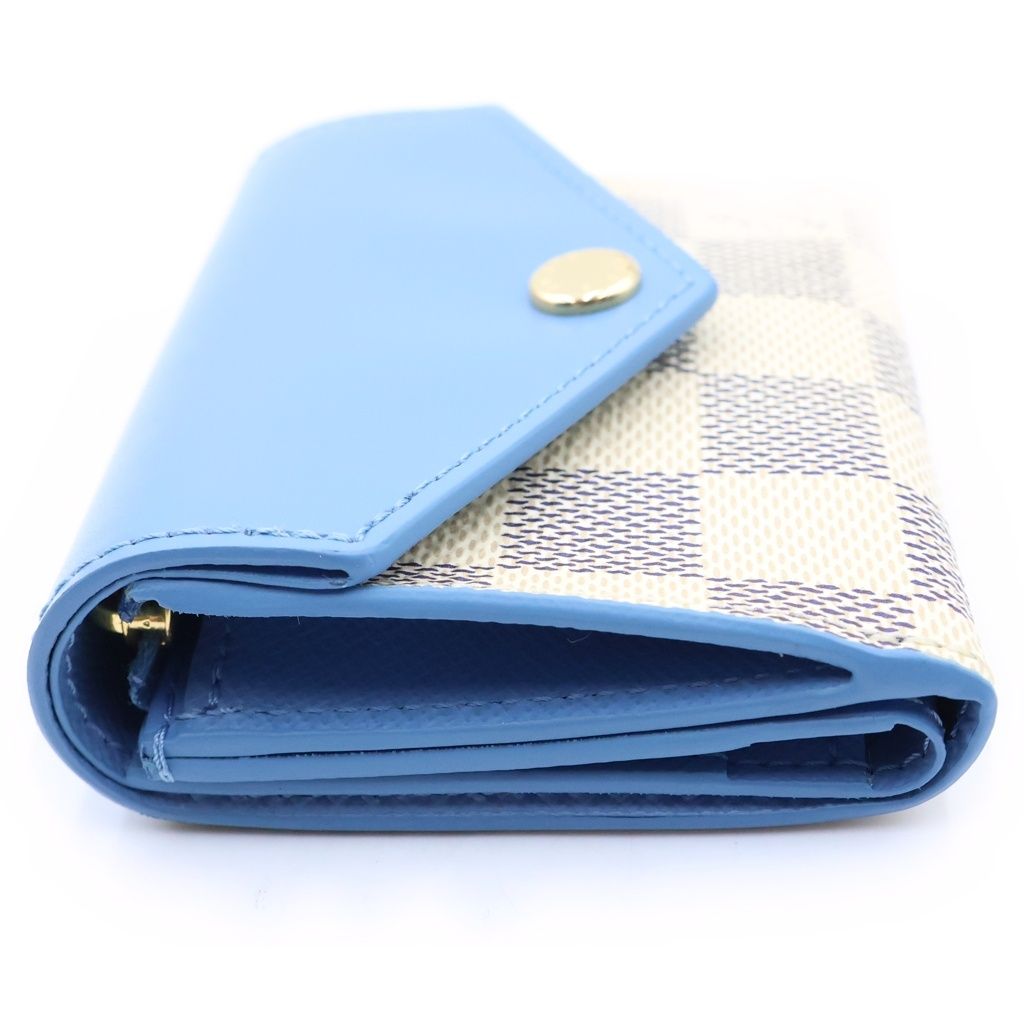 Louis Vuitton Damier Azur Portefeuille Zoe Compact Wallet White Light Blue — view 3