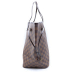 Louis Vuitton Damier Neverfull GM Tote Bag Brown Leather Gold — view 3