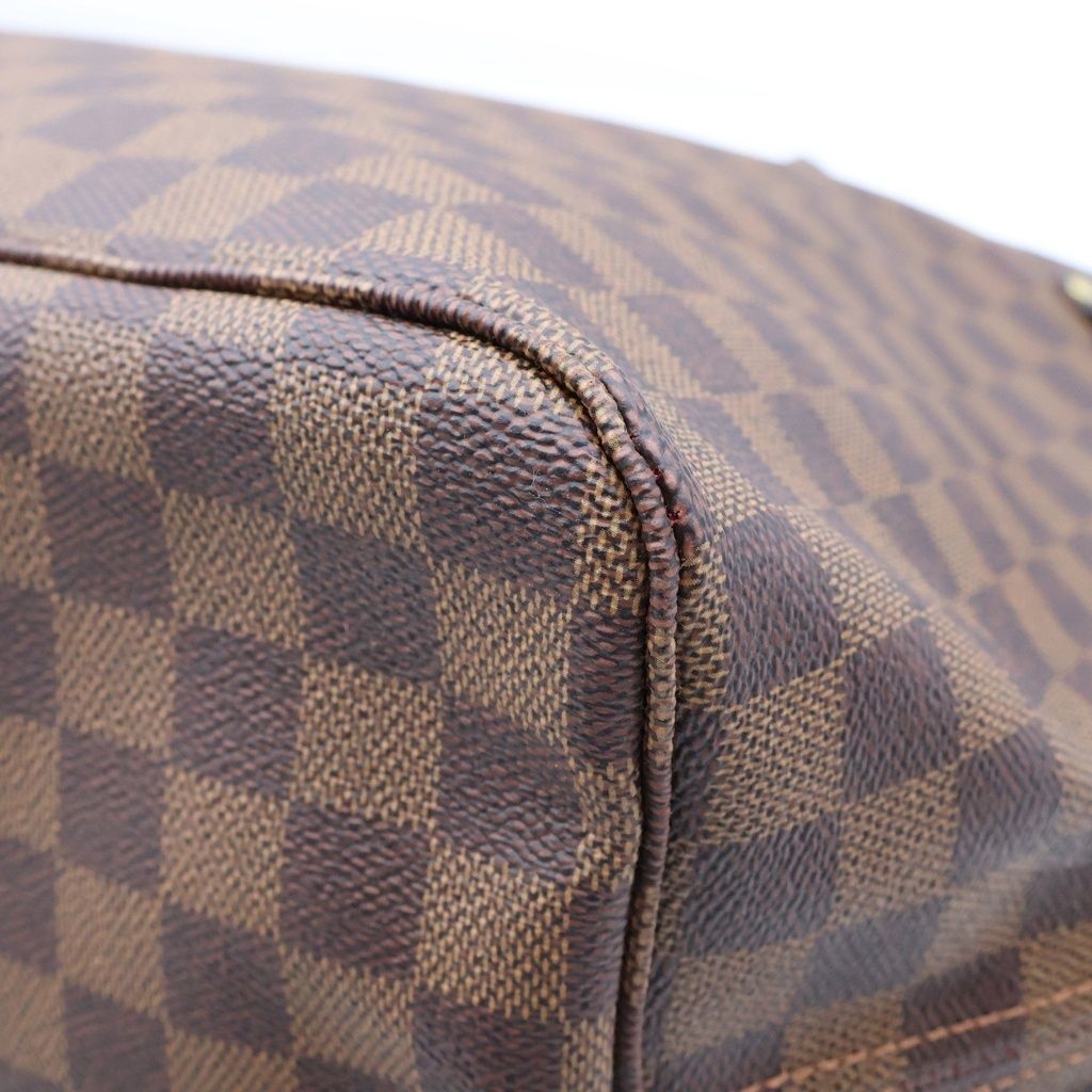 Louis Vuitton Damier Neverfull GM Tote Bag Brown Leather Gold — view 5