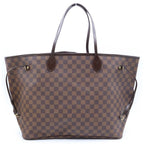 Louis Vuitton Damier Neverfull GM Tote Bag Brown Leather Gold