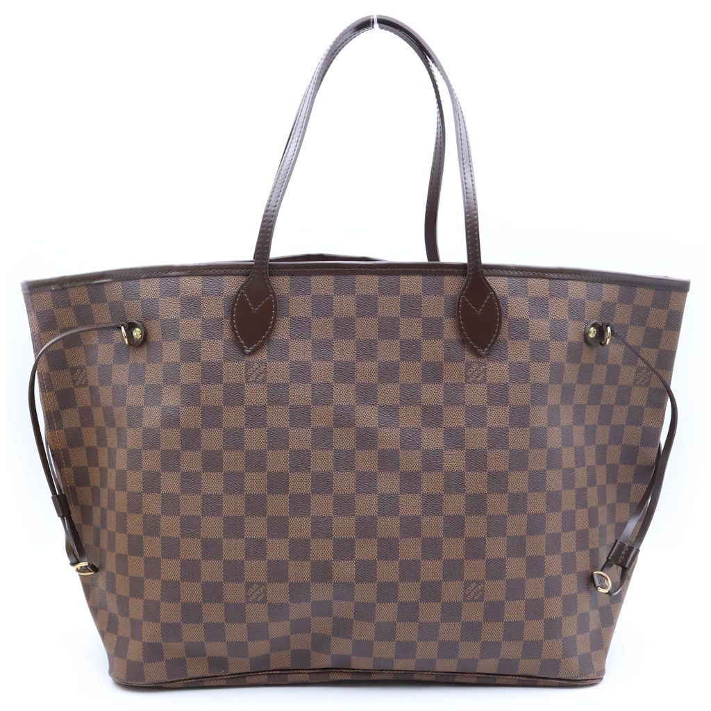 Louis Vuitton Damier Neverfull GM Tote Bag Brown Leather Gold