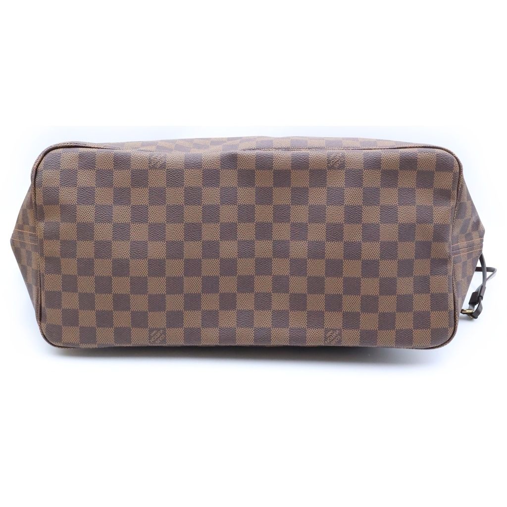Louis Vuitton Damier Neverfull GM Tote Bag Brown Leather Gold — view 4