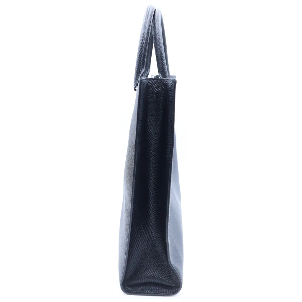 Prada Triangle Logo Saffiano Leather 2-Way Tote Shoulder Bag Business Black — view 3