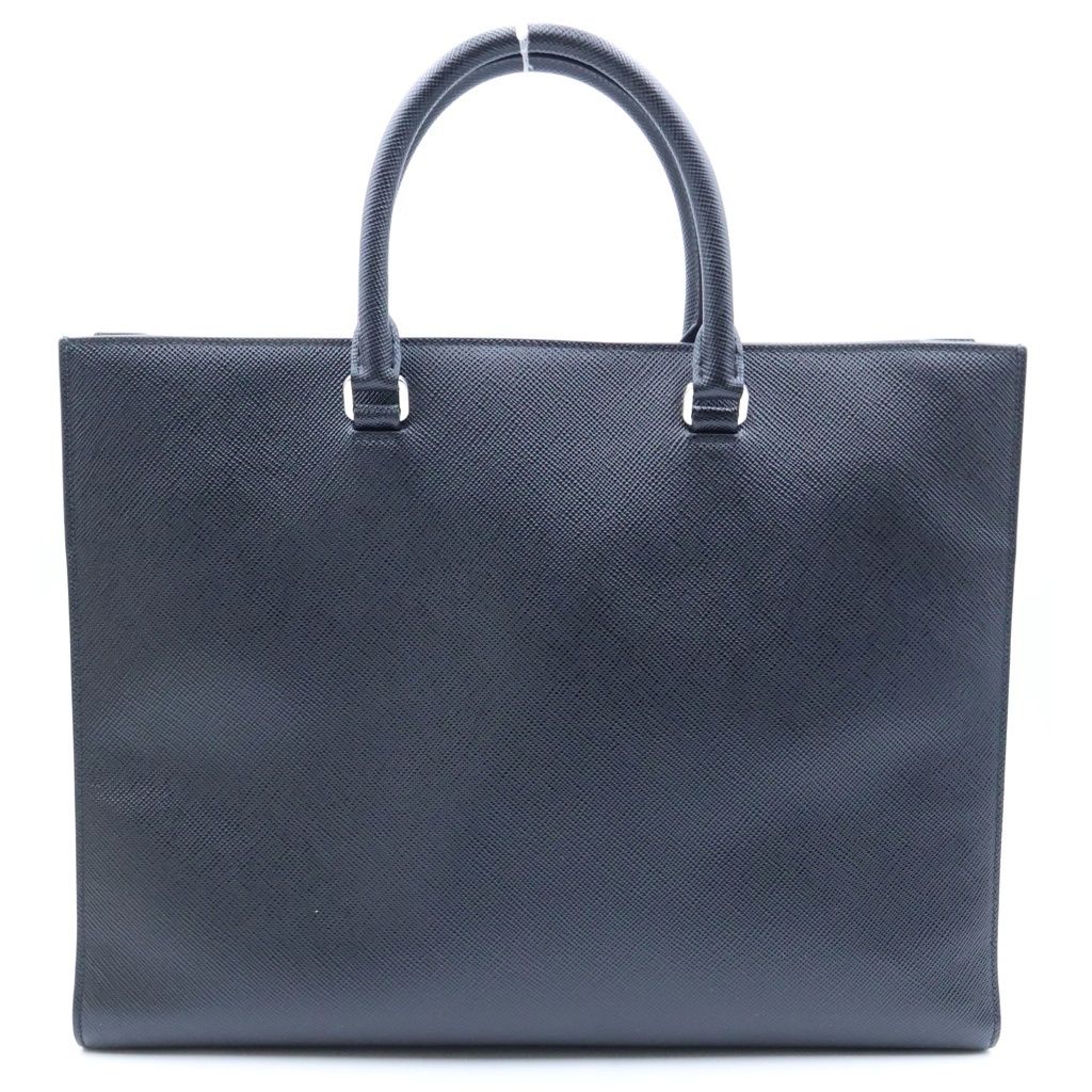 Prada Triangle Logo Saffiano Leather 2-Way Tote Shoulder Bag Business Black — view 2