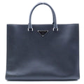 Prada Triangle Logo Saffiano Leather 2-Way Tote Shoulder Bag Business Black