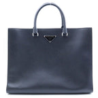 Prada Triangle Logo Saffiano Leather 2-Way Tote Shoulder Bag Business Black