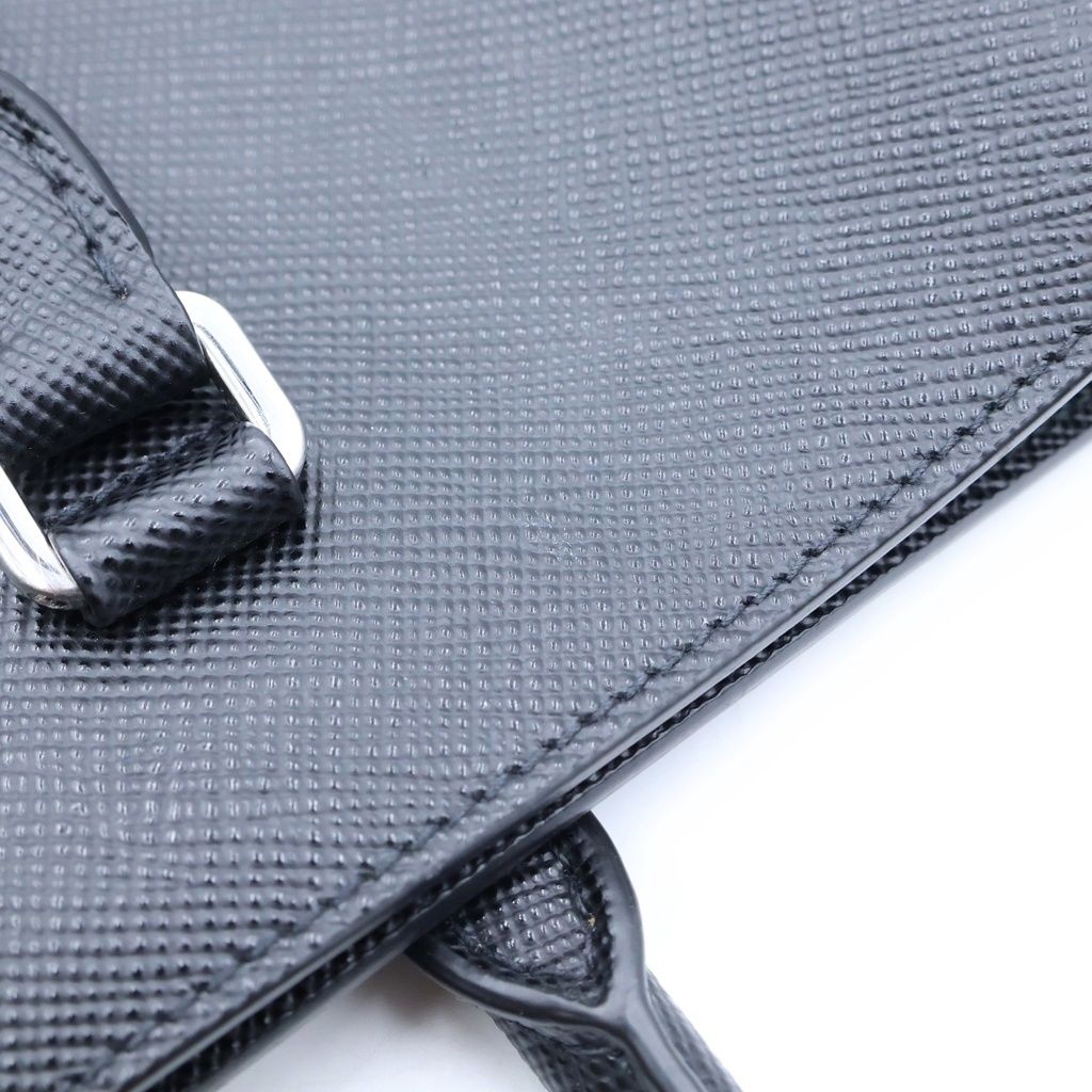 Prada Triangle Logo Saffiano Leather 2-Way Tote Shoulder Bag Business Black — view 7