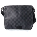 Louis Vuitton Damier Graphite District PM Shoulder Bag Black Leather Silver