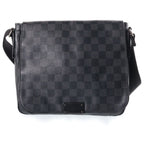Louis Vuitton Damier Graphite District PM Shoulder Bag Black Leather Silver
