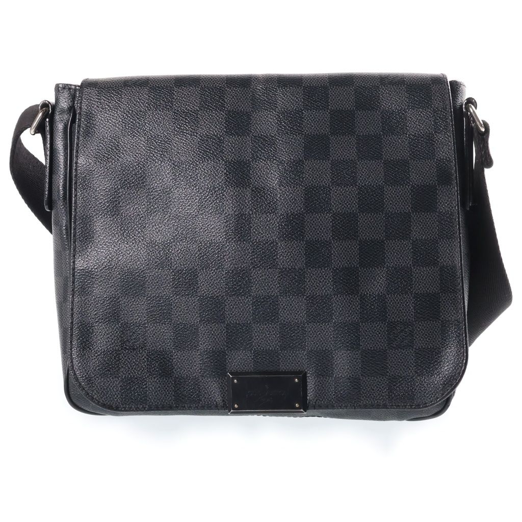 Louis Vuitton Damier Graphite District PM Shoulder Bag Black Leather Silver