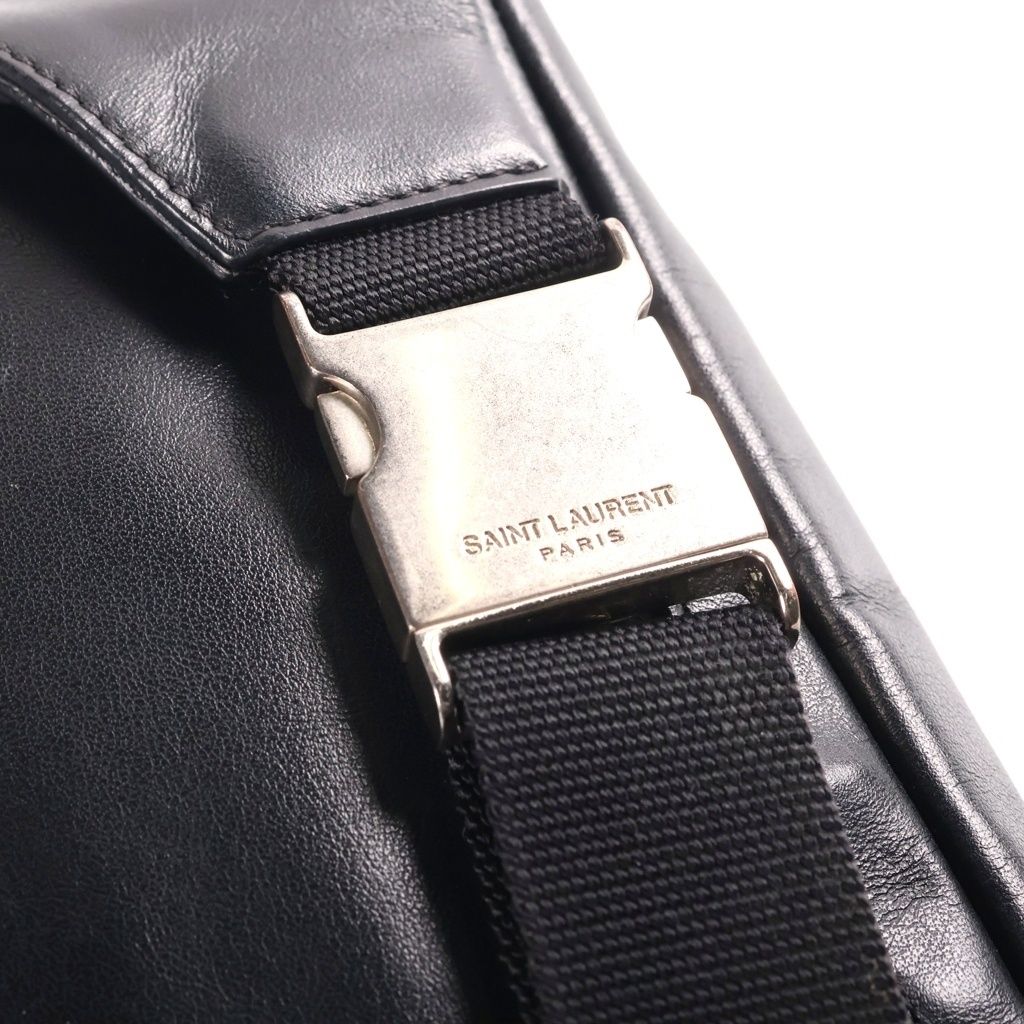 Saint Laurent Paris Messenger Bag Black Leather Silver — view 7