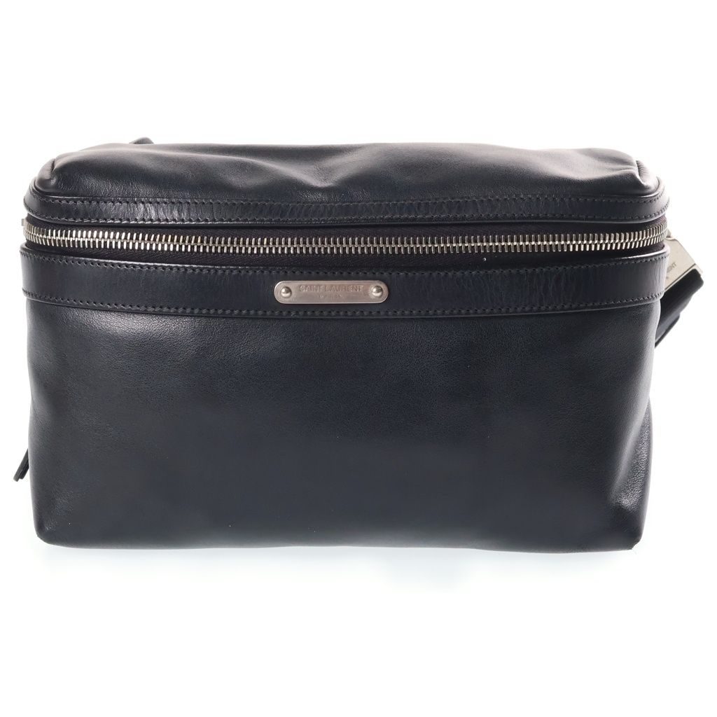 Saint Laurent Paris Messenger Bag Black Leather Silver
