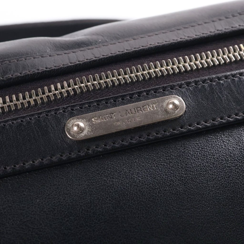 Saint Laurent Paris Messenger Bag Black Leather Silver — view 6