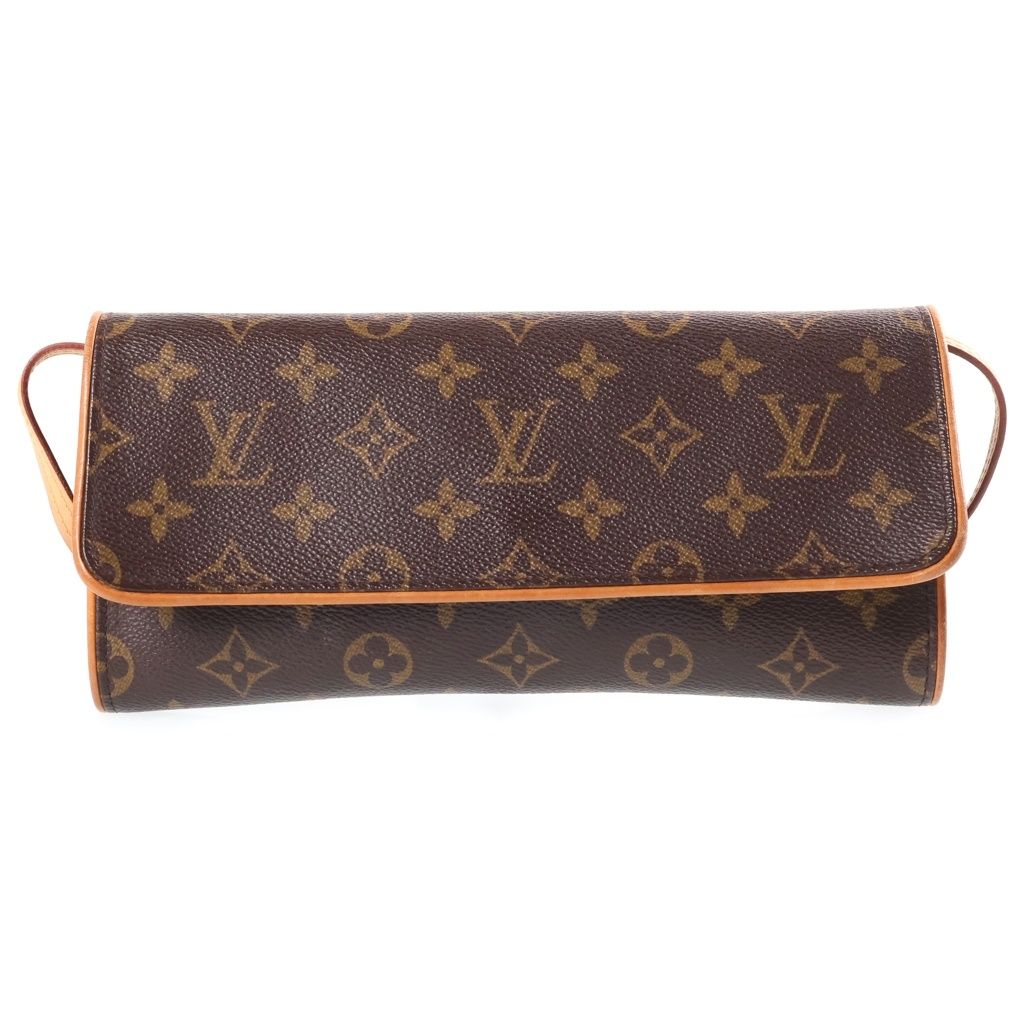 Louis Vuitton Monogram Pochette Twin GM Shoulder Bag Brown Leather