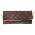 Louis Vuitton Monogram Pochette Twin GM Shoulder Bag Brown Leather