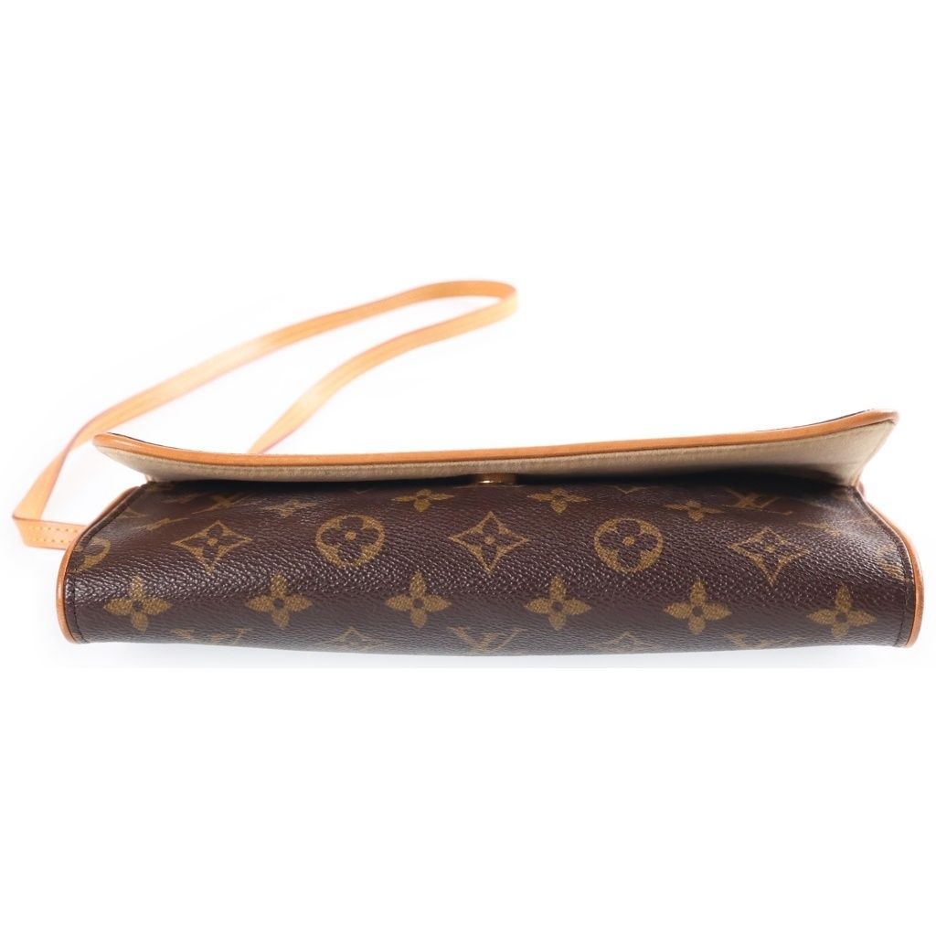 Louis Vuitton Monogram Pochette Twin GM Shoulder Bag Brown Leather — view 4