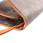 Louis Vuitton Monogram Pochette Twin GM Shoulder Bag Brown Leather — view 6