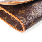 Louis Vuitton Monogram Pochette Twin GM Shoulder Bag Brown Leather — view 5