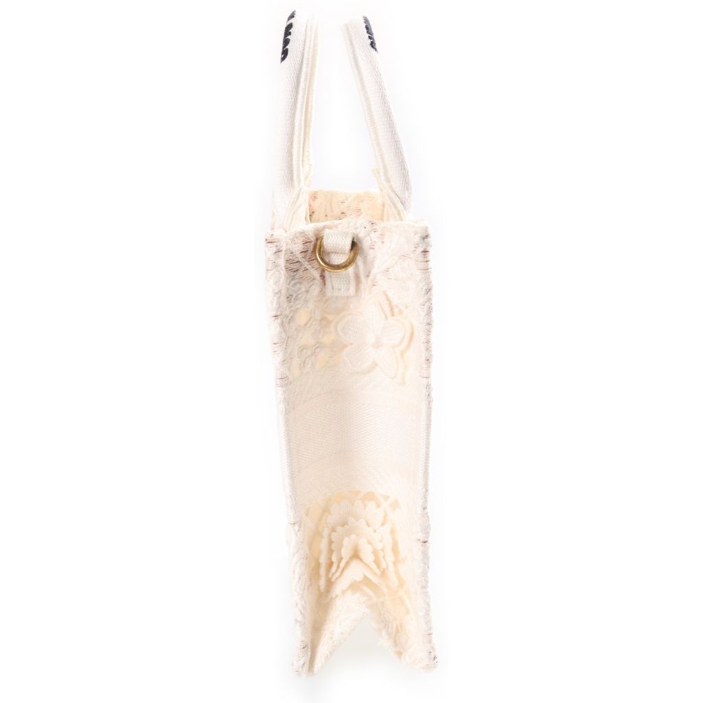 Dior Book Tote Mini Handbag 2-Way Shoulder Vertical Canvas White — view 3