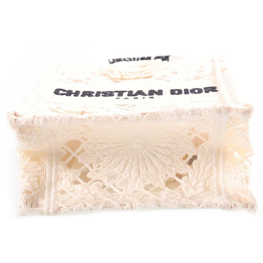 Dior Book Tote Mini Handbag 2-Way Shoulder Vertical Canvas White — view 4