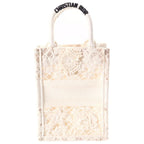 Dior Book Tote Mini Handbag 2-Way Shoulder Vertical Canvas White — view 2