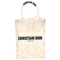 Dior Book Tote Mini Handbag 2-Way Shoulder Vertical Canvas White