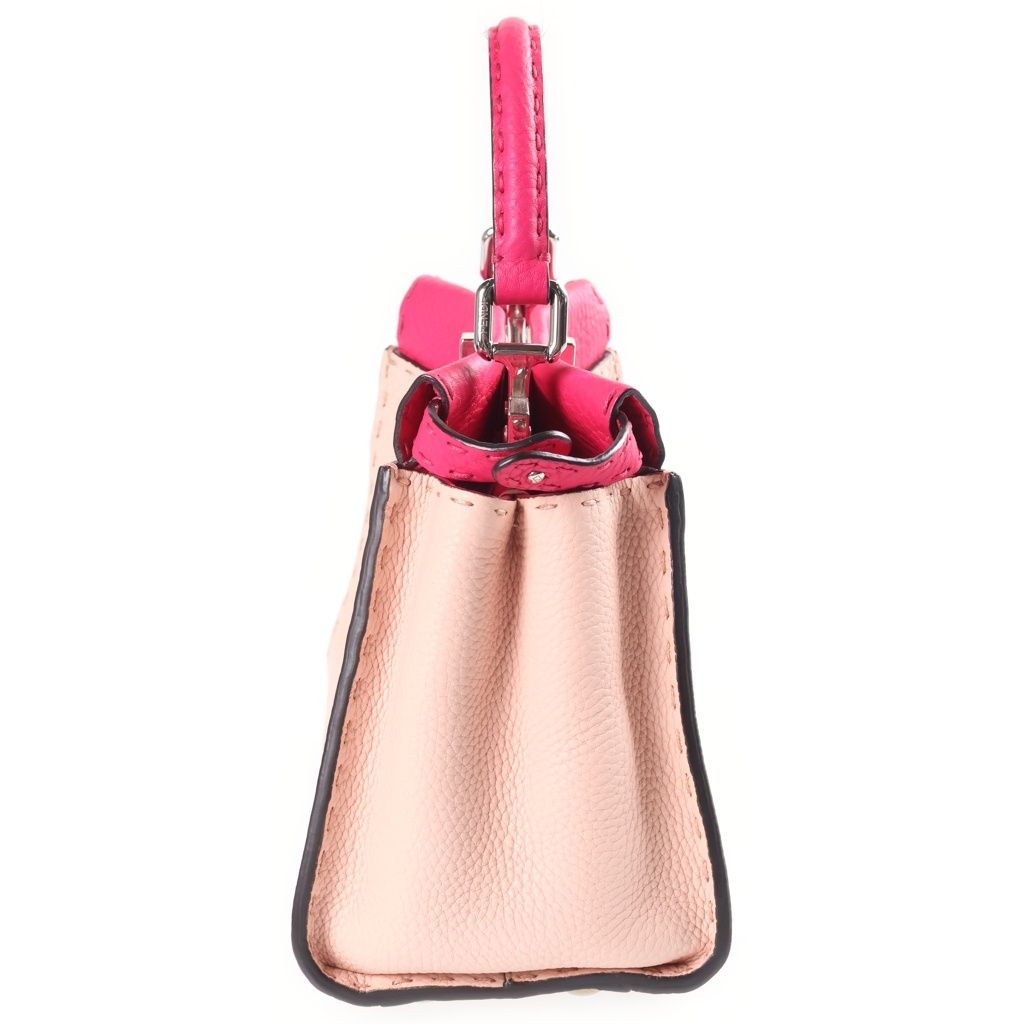 Fendi Peekaboo Selleria Mini 2-Way Shoulder Bag Bicolor Pink Leather Silver — view 3