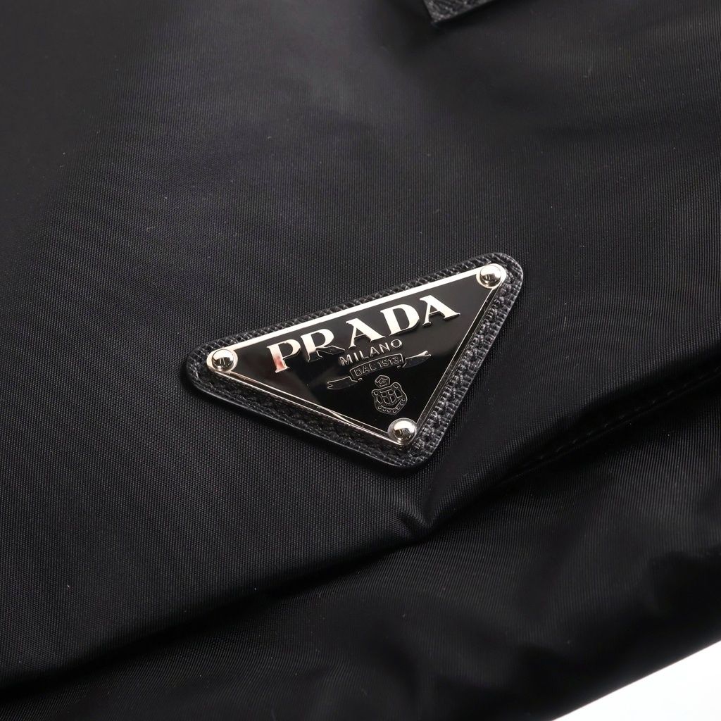 Prada Triangle Plate Technical Fabric Messenger Bag Black — view 6